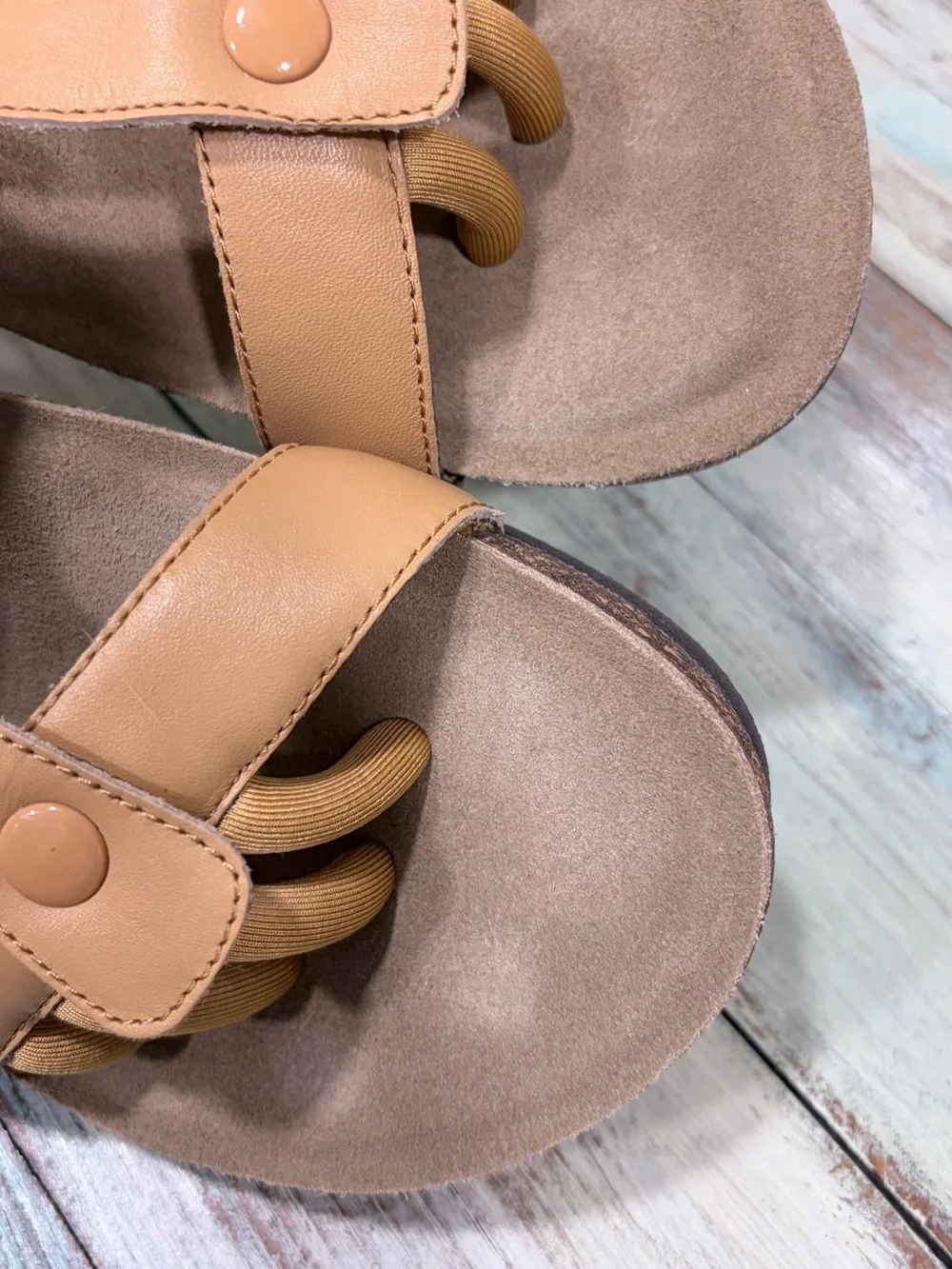 Wellrox Sedona Tan Leather Toe-Loop Orthotic Sandals Yoga Toe Separator Wellness
